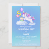 Invitation Licorne pour un 5ème Anniversaire avec (Devant)