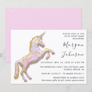 Invitation Licorne Rose Dieu Cheval Blanc Anniversaire Bébé S