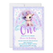 Licorne rose et violette 1er anniversaire 