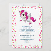 Invitation Licorne rose mignonne avec des ailes (Dos)