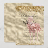 Invitation Licorne Rose Pailleté Confetti (Devant / Derrière)