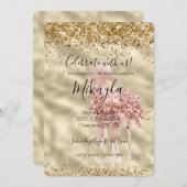 Invitation Licorne Rose Pailletée Confetti Fille (Devant / Derrière)