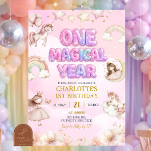 Invitation Licorne un an année magique Premier anniversaire