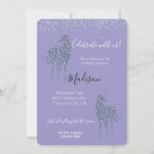 Invitation Licorne Violette Paillettes (Devant)