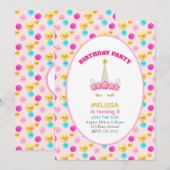 Invitation Licorne & Visages Joyeux sur Fête d'Anniversaire R (Devant / Derrière)