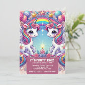 Invitation Licornes Royales Arc-en-Ciel (Debout devant)