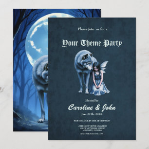 Invitation Lien sous la lune – Le loup et la fée gothique.  