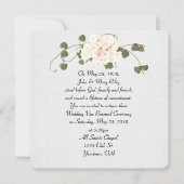 Invitation lierre et bouquet de fleurs sur lin texturé (Devant)