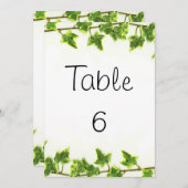 Invitation Lierre vert - Numéros de tableau (Devant / Derrière)