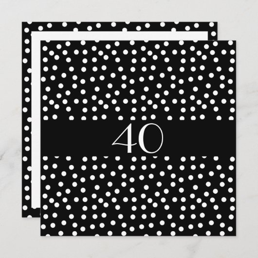 Invitation Lieu d'anniversaire Noir et blanc (Devant / Derrière)