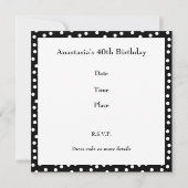 Invitation Lieu d'anniversaire Noir et blanc (Dos)