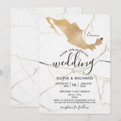 Invitation Lieu de mariage Destination Mexique Or Cœur Mobile (Devant / Derrière)