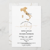 Invitation Lieu de mariage Italie Or Coeur mobile (Devant / Derrière)
