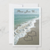 Invitation Lieu de Réception de Mariage Après la Plage Coeurs (Devant)