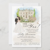 Invitation Lieu de réception de mariage élégant fleurs Elle a (Devant)