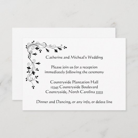 Invitation Lieu de réception de mariage floral délicat Insert (Devant / Derrière)