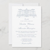 Invitation Lieu, Vieille Fortune Esthétique, bleu clair (Devant)