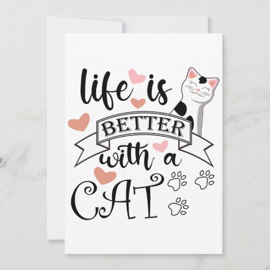 Invitation Life is Better With a Cat quote slogan (Devant)