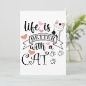 Invitation Life is Better With a Cat quote slogan (Debout devant)
