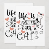 Invitation Life is Better With a Cat quote slogan (Devant / Derrière)