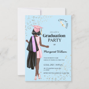 Invitation Ligh Blue Commencement College Graduation