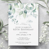 Invitation Light Airy Eucalyptus 60e fête d'anniversaire