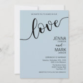 Invitation Light Blue Black Love Script Minimalist Wedding (Devant)