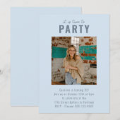 Invitation Light Blue Bold Photo Milestone Birthday Party (Devant / Derrière)