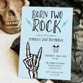 Invitation Light Blue Born Two Rock 2e fête d'anniversaire
