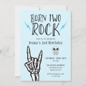 Invitation Light Blue Born Two Rock 2e fête d'anniversaire (Devant)