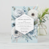 Invitation Light Blue Floral Whimsical Wedding (Debout devant)
