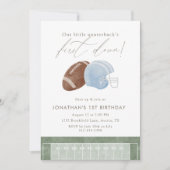 Invitation Light Blue Football Helmet First Birthday (Devant)