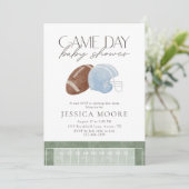 Invitation Light Blue Game Day Football Baby Shower (Debout devant)