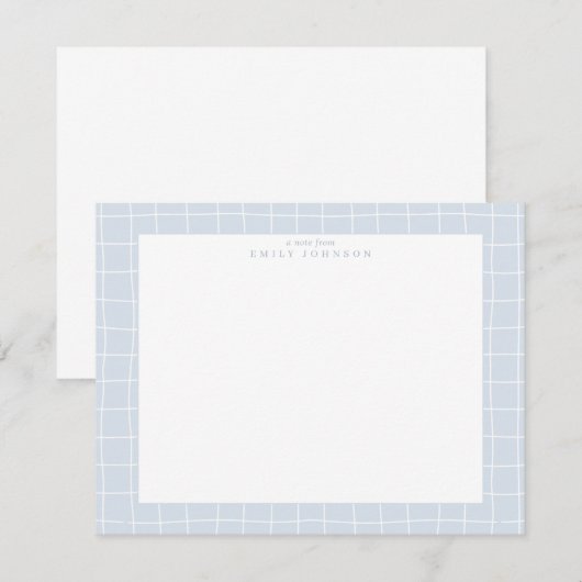 Invitation Light Blue Grid Frame Note Card (Devant / Derrière)