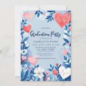 Invitation Light Blue Nurse Heart Floral Graduation Photo (Devant)