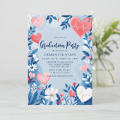 Invitation Light Blue Nurse Heart Floral Graduation Photo (Debout devant)