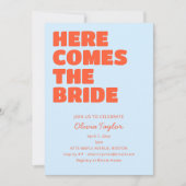 Invitation Light Blue Orange Bold Typography Bridal Shower (Devant)