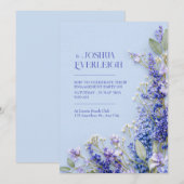 Invitation Light Blue Rustic Spring Lavender Frame (Devant / Derrière)