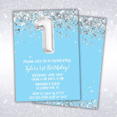 Invitation Light Blue Silver 1ère fête d'anniversaire