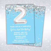 Invitation Light Blue Silver 2e fête d'anniversaire