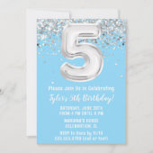 Invitation Light Blue Silver 5e fête d'anniversaire (Devant)