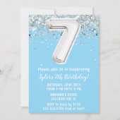 Invitation Light Blue Silver 7e fête d'anniversaire (Devant)