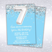Invitation Light Blue Silver 7e fête d'anniversaire