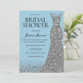 Invitation Light Blue & Silver Dress Bridal Shower (Debout devant)