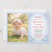 Invitation Light Blue Silver Princess Quinceanera Birthday (Devant)