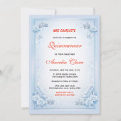 Invitation Light Blue Silver Princess Quinceanera Birthday  (Devant)
