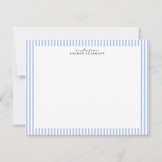 Invitation Light Blue Stripe Border Note Card (Devant)