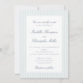 Invitation Light Blue Striped Modern Script Wedding Invitatio (Devant)