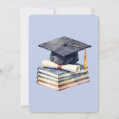 Invitation Light Blue Watercolor Books Cap Graduation Party (Dos)