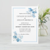 Invitation Light Blue Watercolor Botanical Floral Wedding (Debout devant)